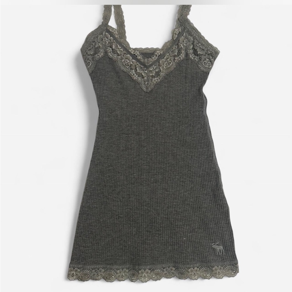 Vintage Abercrombie & Fitch Gray Lace Trim Chemise
